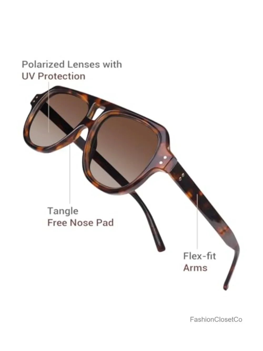 Polarized Retro Square Aviator Sunglasses UV Protection Driving
